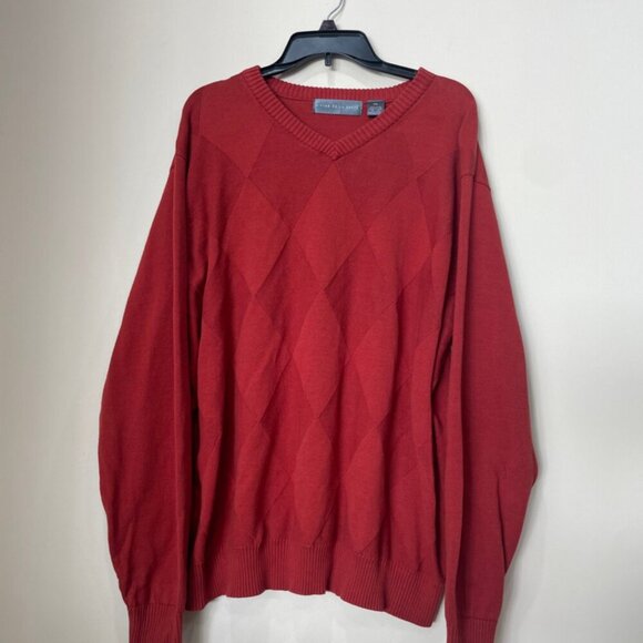 OSCAR DE LA RENTA SWEATER KNITTED 100% COTTON SZ XXL RED JUMPER AESTHETIC CORE - Picture 2 of 14